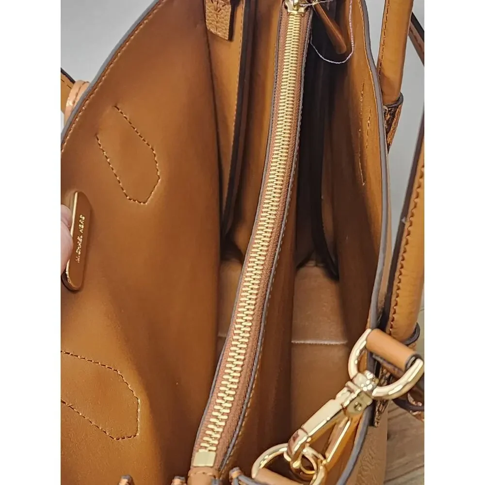 MICHAEL KORS Large Rollins Python Leather Satchel Acron Gold